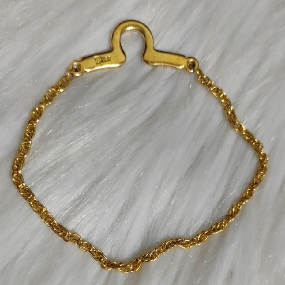 Vtg Christian Dior Gold Tone Rope Chain Bracelet Feat Designer Logo - Picture 4 of 13